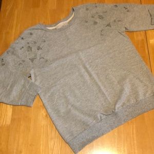 LOFT scalloped 3/4 sleeve sweatshirt